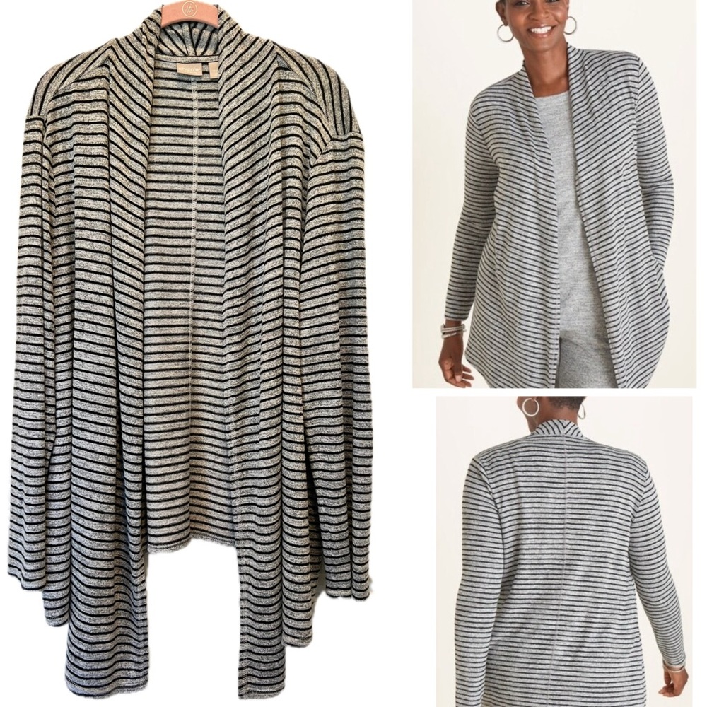 Chico's Zenergy Cozy Soft Stripe Cardigan  Size 3 Size 16/18 XL